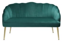 (131/5H) RRP £225. Sofia Scallop Occasional Sofa Emerald With 4x Legs. (Unsure If Fixings Are In...