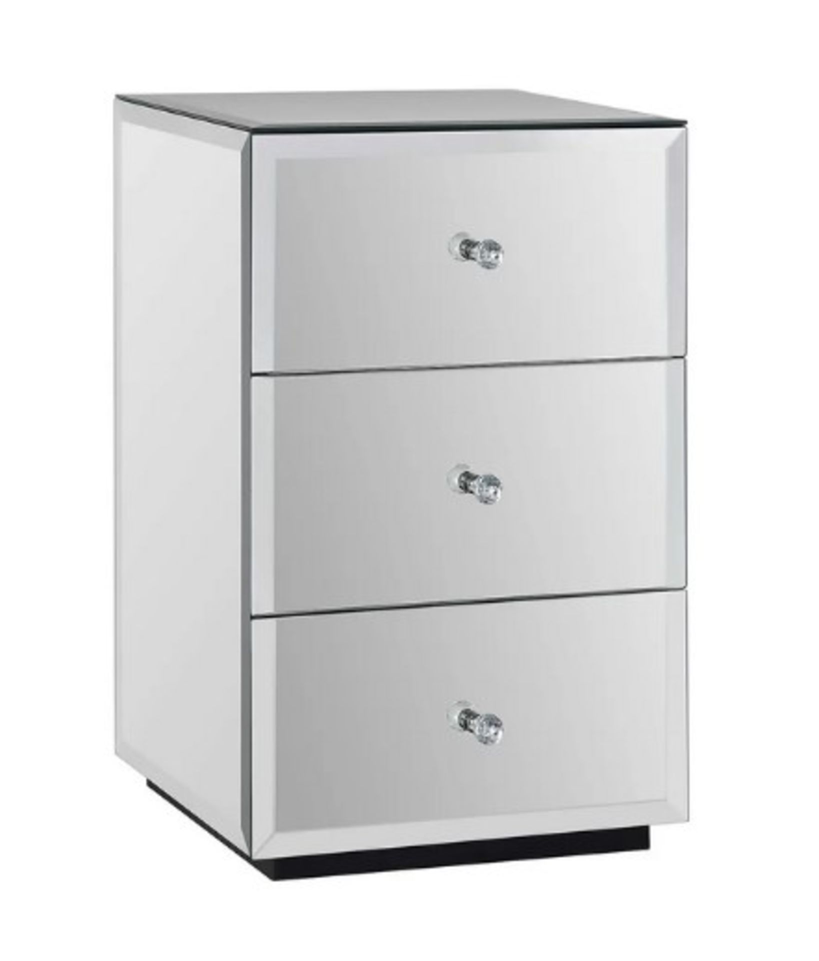 (33/R3/P) RRP £150. Mandy Mirrored 3 Drawer Bedside Table. Beautiful Mirrored Furniture With Beve...
