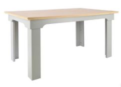 (112/P) RRP £190. Divine Dining Table Grey. Grey Finish With Oak Effect Top. Detailed Frame And S...