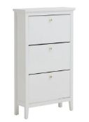 (135/6I) RRP £80. Hamilton Shoe Cabinet White. Slim design with wall fixing. Dimensions: (H122x W...