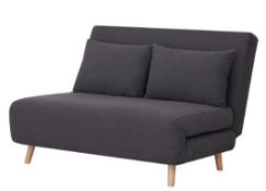 (140/P) RRP £250. Freya Folding 2 Seater Sofa Bed Dark Grey / Charcoal. Wooden Frame With Solid B...