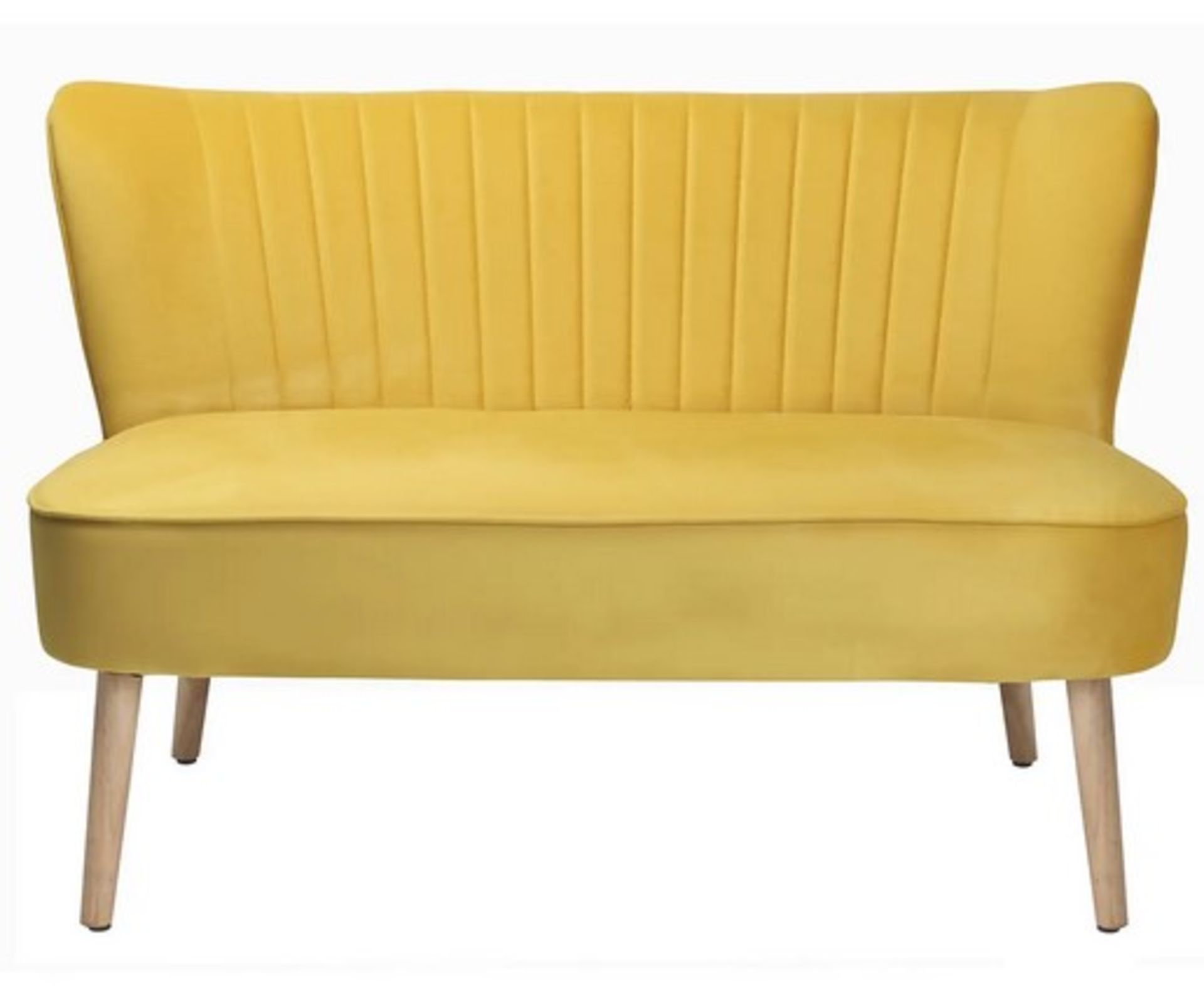 (31/R3/P) RRP £145. Cocktail Sofa Ochre. Velvet Fabric, Rubber Wood Legs. Dimensions: (H72x W110x... - Image 2 of 5