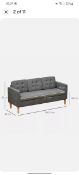3-Seater Sofa Button-Tufted Fabric Couch With Storage Chest With Rubberwood Legs