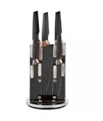 Home 5 Piece Revolving Knife Block Set - Rose Gold. RRP £38.00 - GRADE U