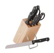 Home 8 Piece Wooden Knife Block Set. RRP £24.99 - GRADE U