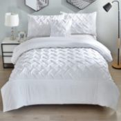 Aaryan Linen Pinch Pleat Superking Duvet Set. RRP £24.99 - GRADE U