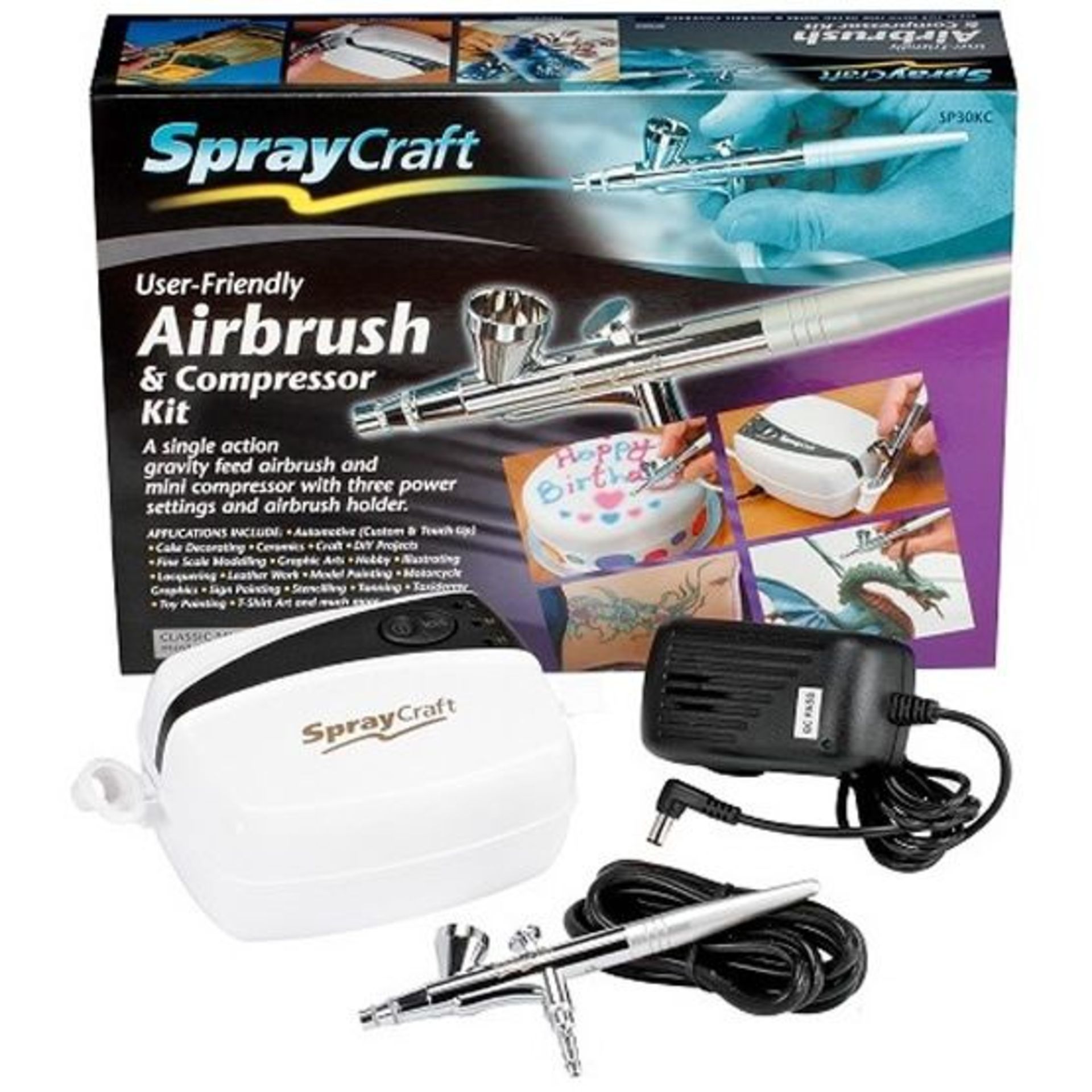 Spraycraft Airbrush & Compressor Kit. RRP £99.99 - GRADE U