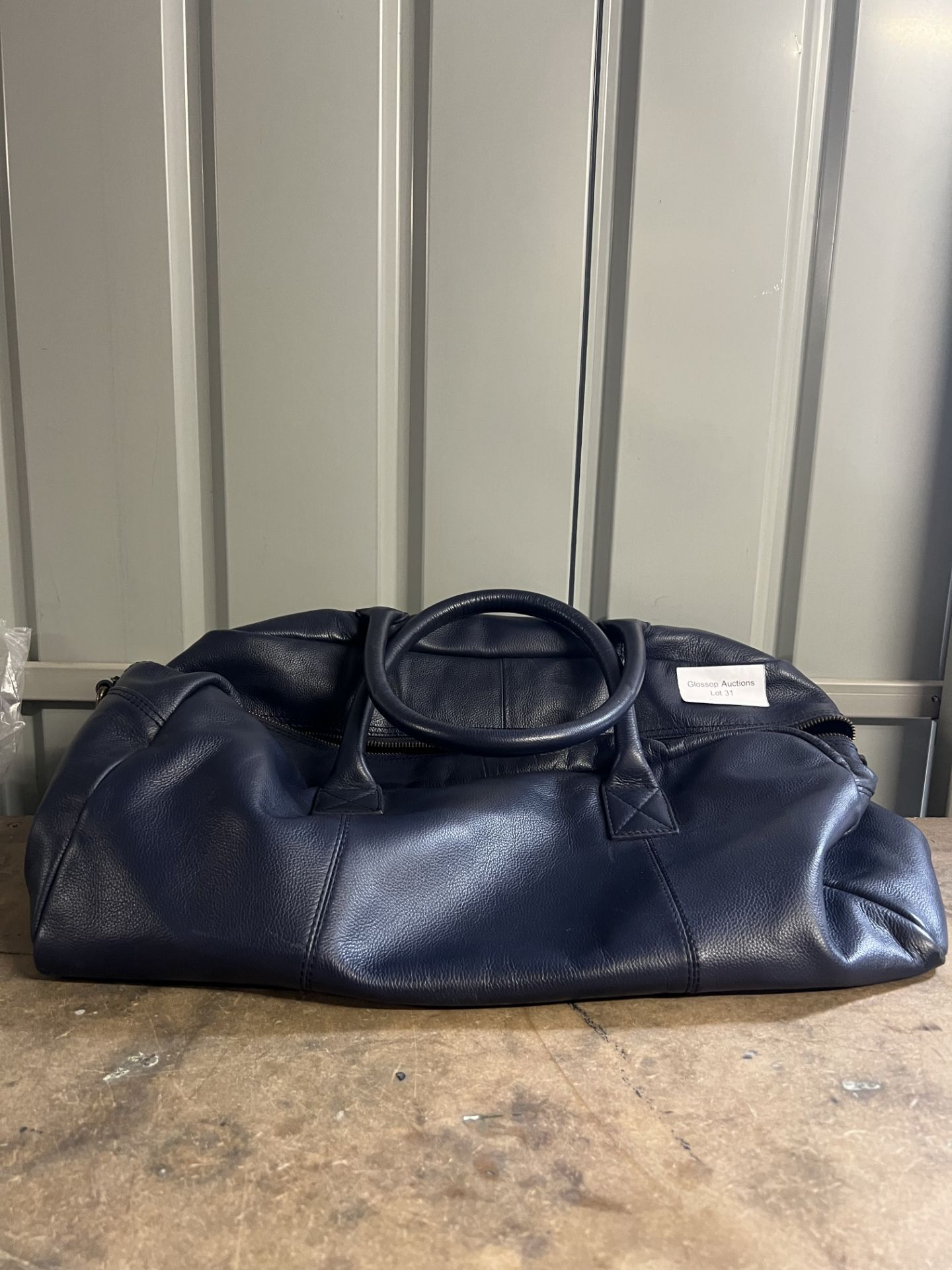 John Lewis Turin Leather Holdall, Navy. RRP £99 - GRADE U