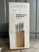 Argos Home 5 Piece Stainless Steel Knife Block Set. RRP £24.99 - GRADE U