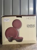 Home 2 Tone Pink and Grey 16PC Plate set. RRP £60.00 - GRADE U