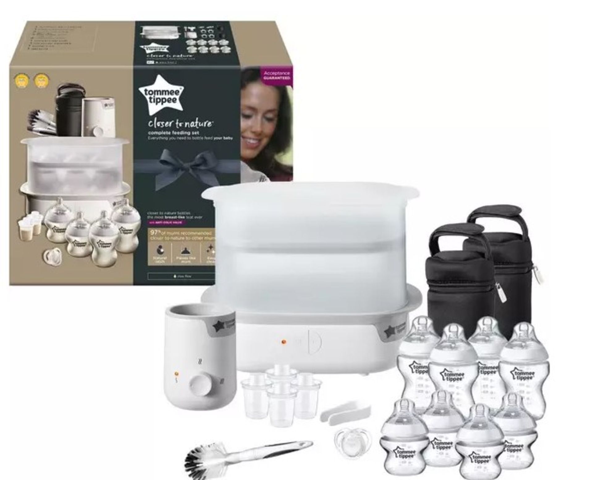 (30/7L) Lot RRP £318. 2x Tommee Tippee Closer To Nature Complete Feeding Set White RRP £159 Each.