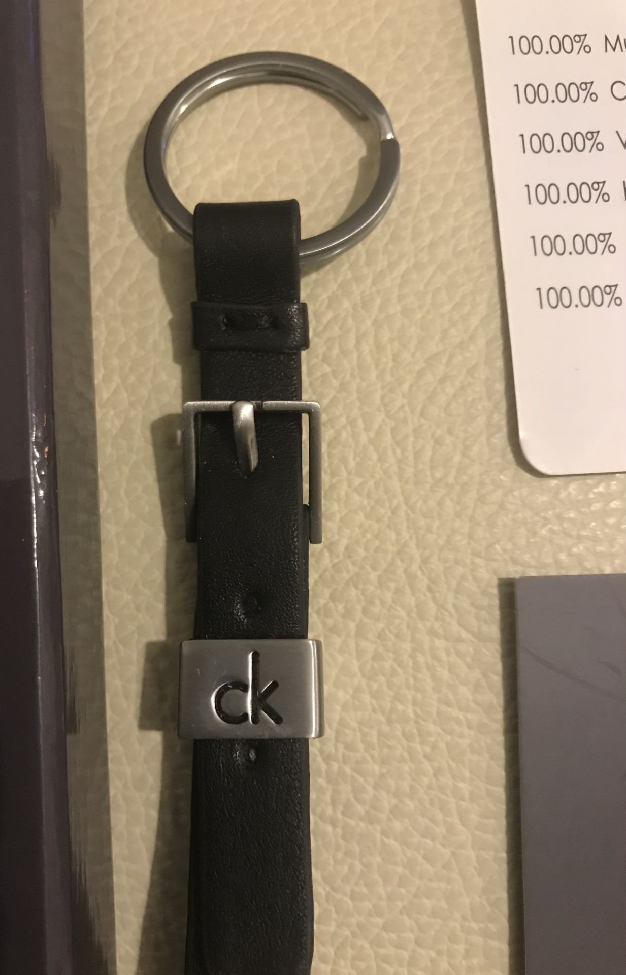 Calvin Klein Black Leather and Metal Keyring - Image 4 of 7