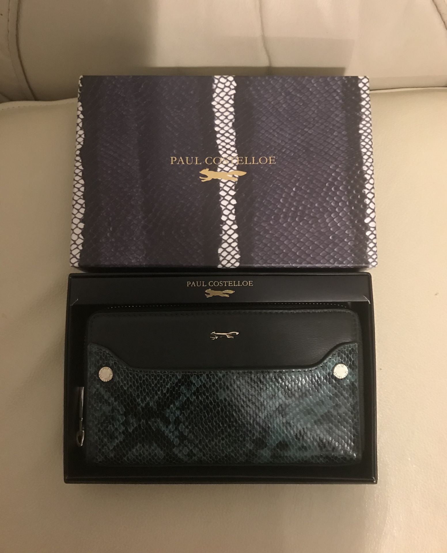 Paul Costelloe Leather Snake Print zip around purse wallet Brand New