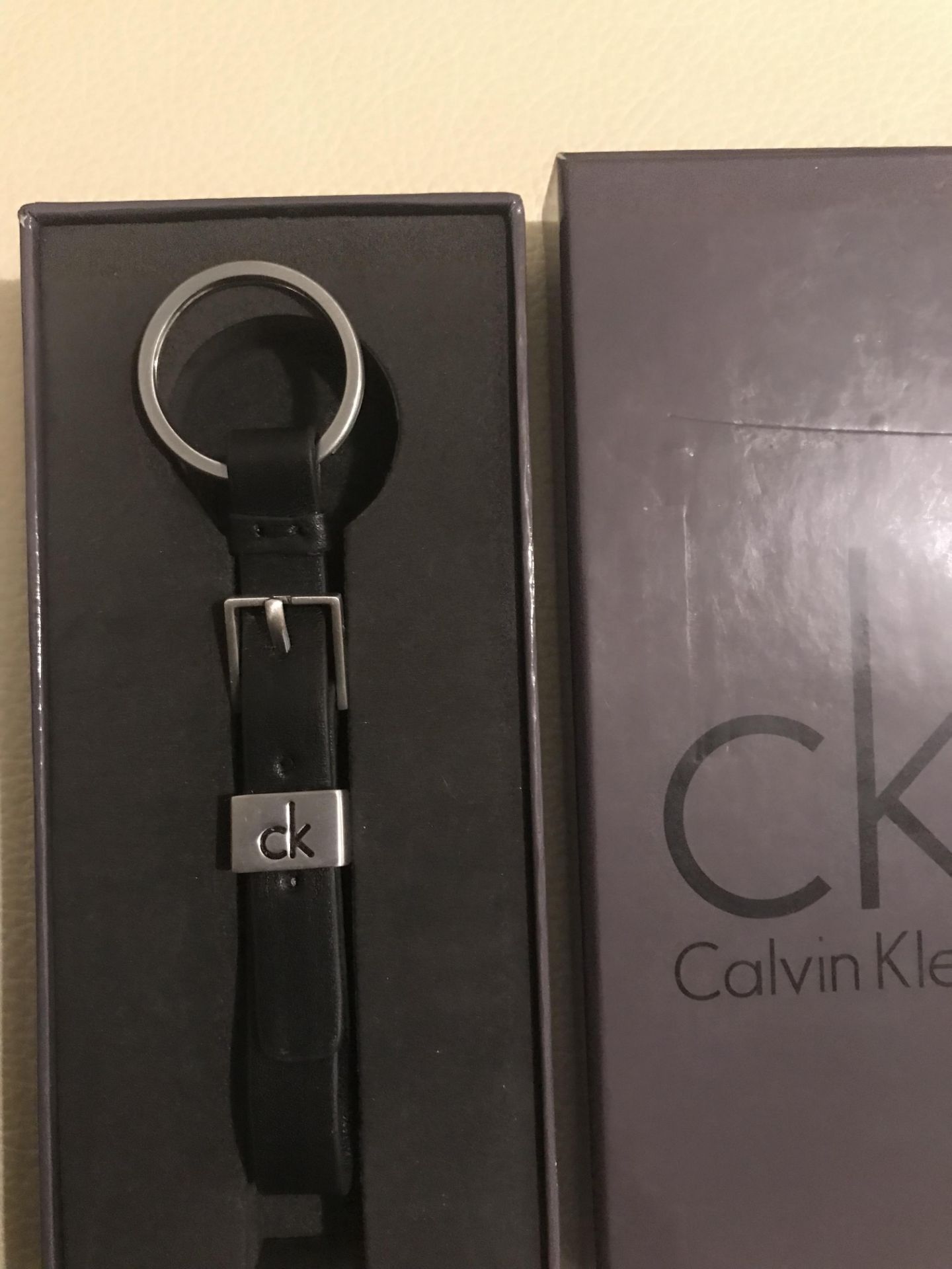 Calvin Klein Black Leather and Metal Keyring - Image 5 of 7