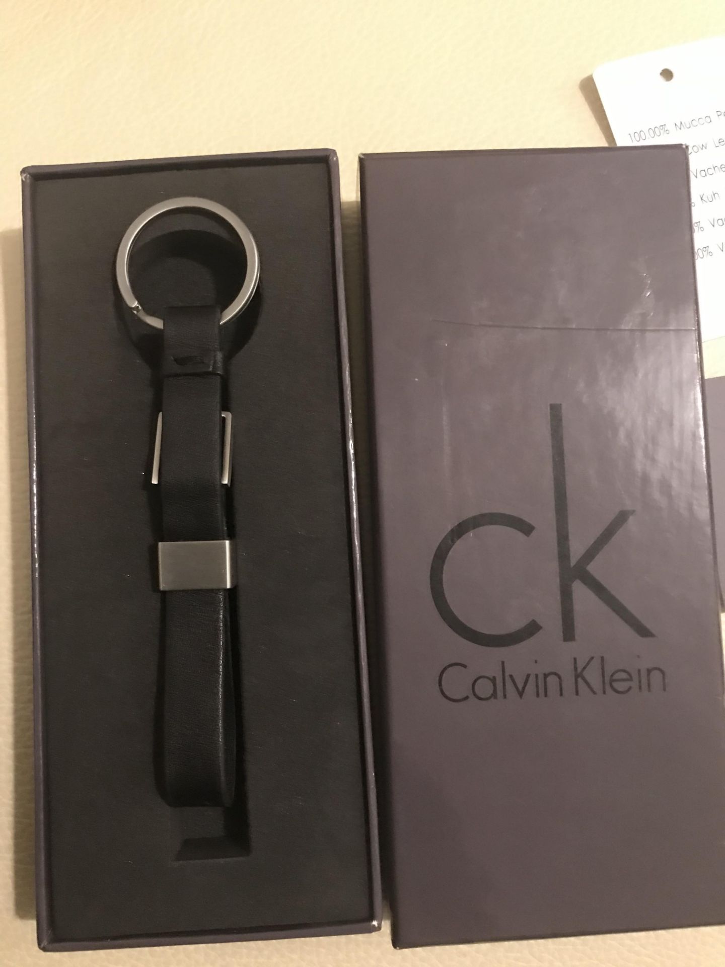 Calvin Klein Black Leather and Metal Keyring - Image 6 of 7