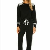Flora Nikrooz Women's 2-Piece Long Sleeve Lounge Set with Lace Black Med surplus stock