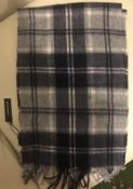 Jaeger Wool and Cashmere Blue Check Scarf Brand New