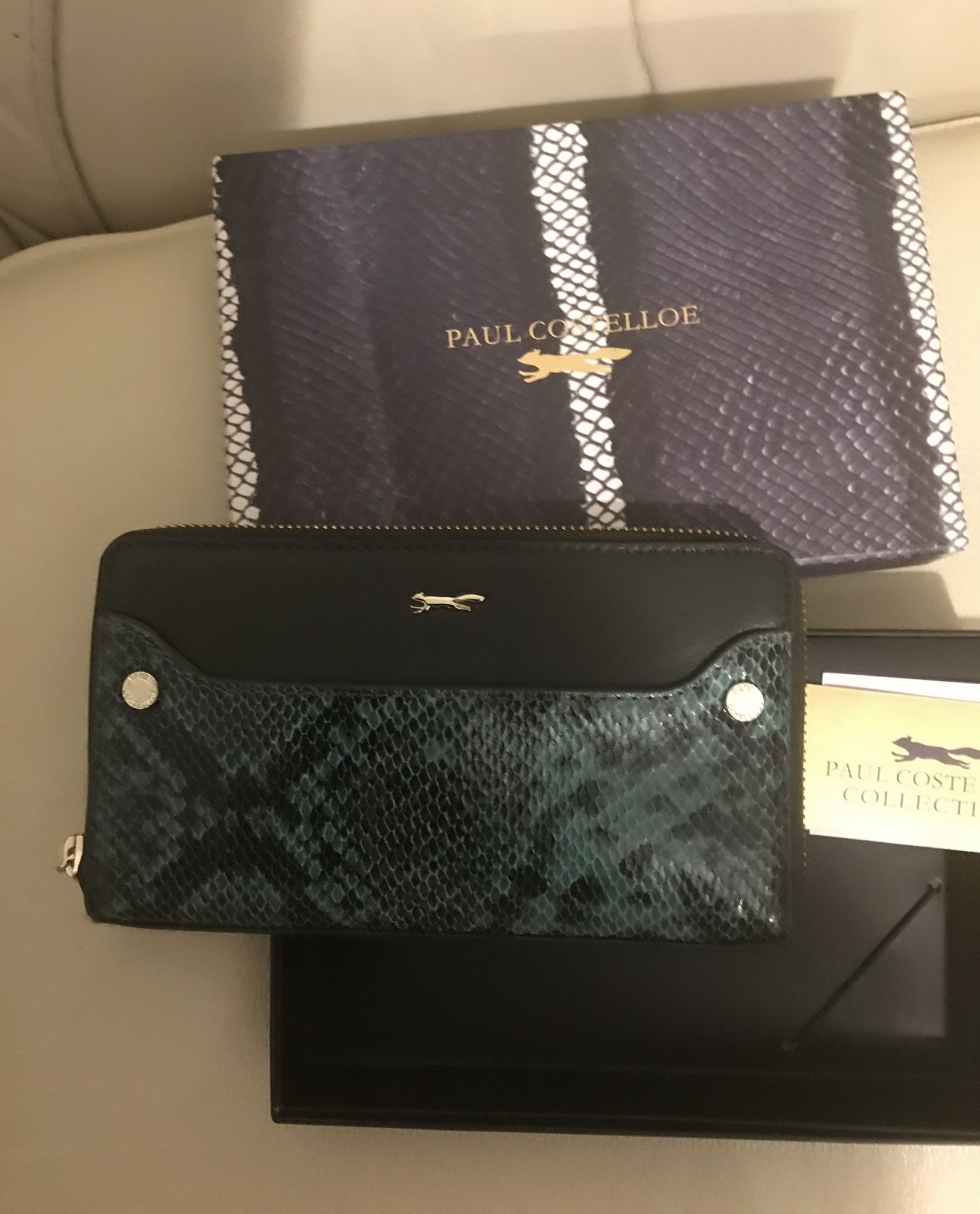 Paul Costelloe Leather Snake Print zip around purse wallet Brand New - Image 4 of 7