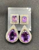 Beautiful 34.5ct Natural Amethyst with 4.70ct Natural Diamonds and 18k gold