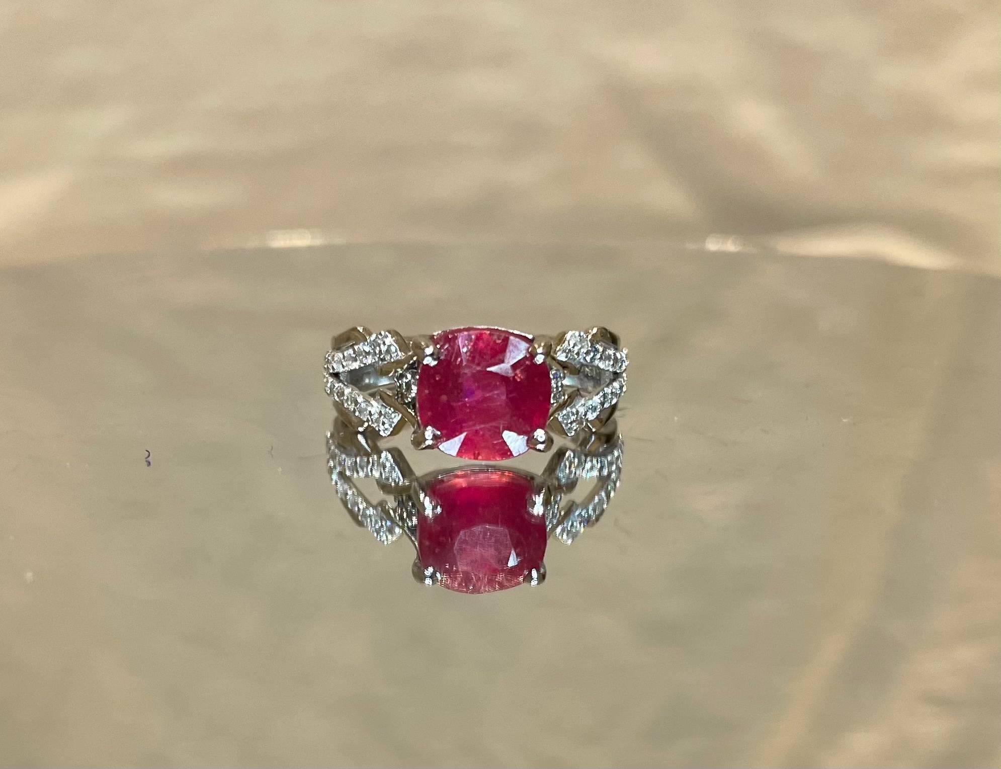 Natural Burmese Ruby Ring 3.35 Ct with Natural Diamonds & 18kGold