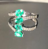 Slytherin Harry Potter Natural Emerald Ring with Natural Diamonds and 18k Gold