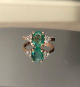 Beautiful 1.83 Carat Natural Emerald Ring with Natural Diamonds and 18k Gold