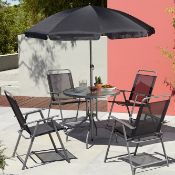 (25/P) RRP £109. Cuba Black 6 Piece Patio Set. Galvanised Steel Frames For Extra Resistance To Co...