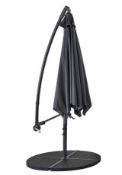 (125/6F) RRP £109. Elton 3M Cantilever Parasol Grey With Cross Base (RE659PS). (H245x W300x D300c...