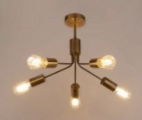 (96/6D) Lot RRP £116. 7x Mixed Lighting Items (All Appear As New). 1x Gold Ceiling Fitting 5 Light..