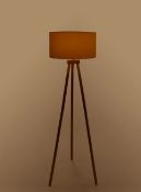 (71/6A) Lot RRP £129. 3x Tripod Lamp Items. 2x Yellow Wooden Tripod Floor Lamp RRP £52 Each. Yell...