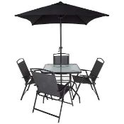 (112/6H) RRP £149 When Complete. Miami 6 Piece Patio Set Black. (Appears As New – No Fixings).