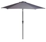 (91/6H) RRP £85. 1x 2.7M Grey Crank & Tilt Parasol. Easy Tilt Operation, Hand Crank Lift. Steel F...