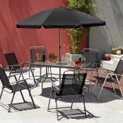 (26/P) RRP £169. Cuba Black 8 Piece Patio Set. Galvanised Steel Frames For Extra Resistance To Co...