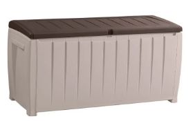 (75/Mez) RRP £79. Keter Novel Plastic Outdoor Garden Storage Box 340L Beige/ Brown. Elegant & Con...