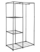 (95/Mez/R1E) RRP £59. Metal Wardrobe with 3 shelves Grey. Made From Powder Coated Steel Tubes. Fe...