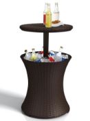 (62/Mez/R1F) RRP £80. Keter Pacific Cool Bar Rattan Effect Cooler Table. 30L Capacity Cooler. Dim...