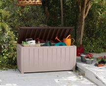 (86/Mez) RRP £79. Keter Novel Plastic Outdoor Garden Storage Box 340L Beige/ Brown. Elegant & Con...