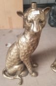 (103/Mez/R1E) RRP £140. Concrete Leopard Side Table Base With Antique Gold Finish.