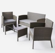(9/Mez/R1B) RRP £399 When Complete. Almeria Lounge Set Grey. Lot Contains 2x Rattan Chair, 1x 2 S...