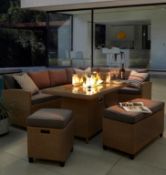 (1/Mez) RRP £1299. Amalfi Corner Dining Set With Firepit Coffee Table. Dimensions: (Table size: 1...