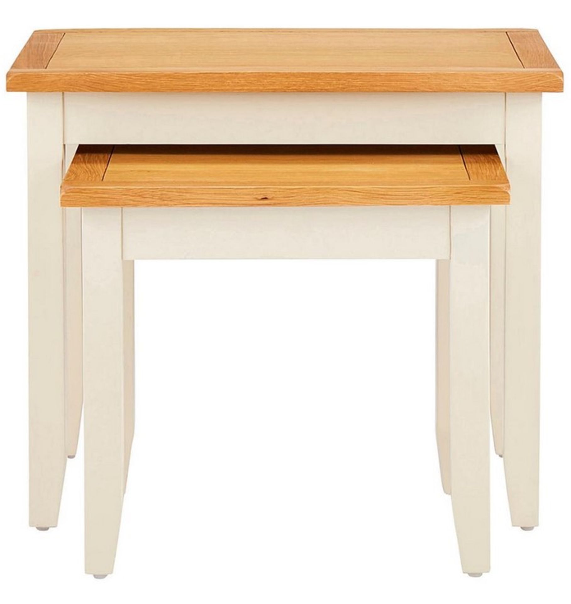 (11/Mez) RRP £269. Norfolk Two Tone Oak and Oak Veneer Nest of Tables Cream/Oak. Dimensions: (Lar... - Image 3 of 5