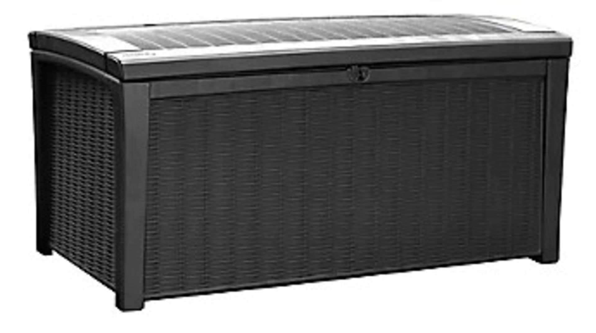 (34/Mez) RRP £199. Keter Borneo 416L Rattan Effect Storage Box Anthracite. Durable Weather Resist... - Image 2 of 6