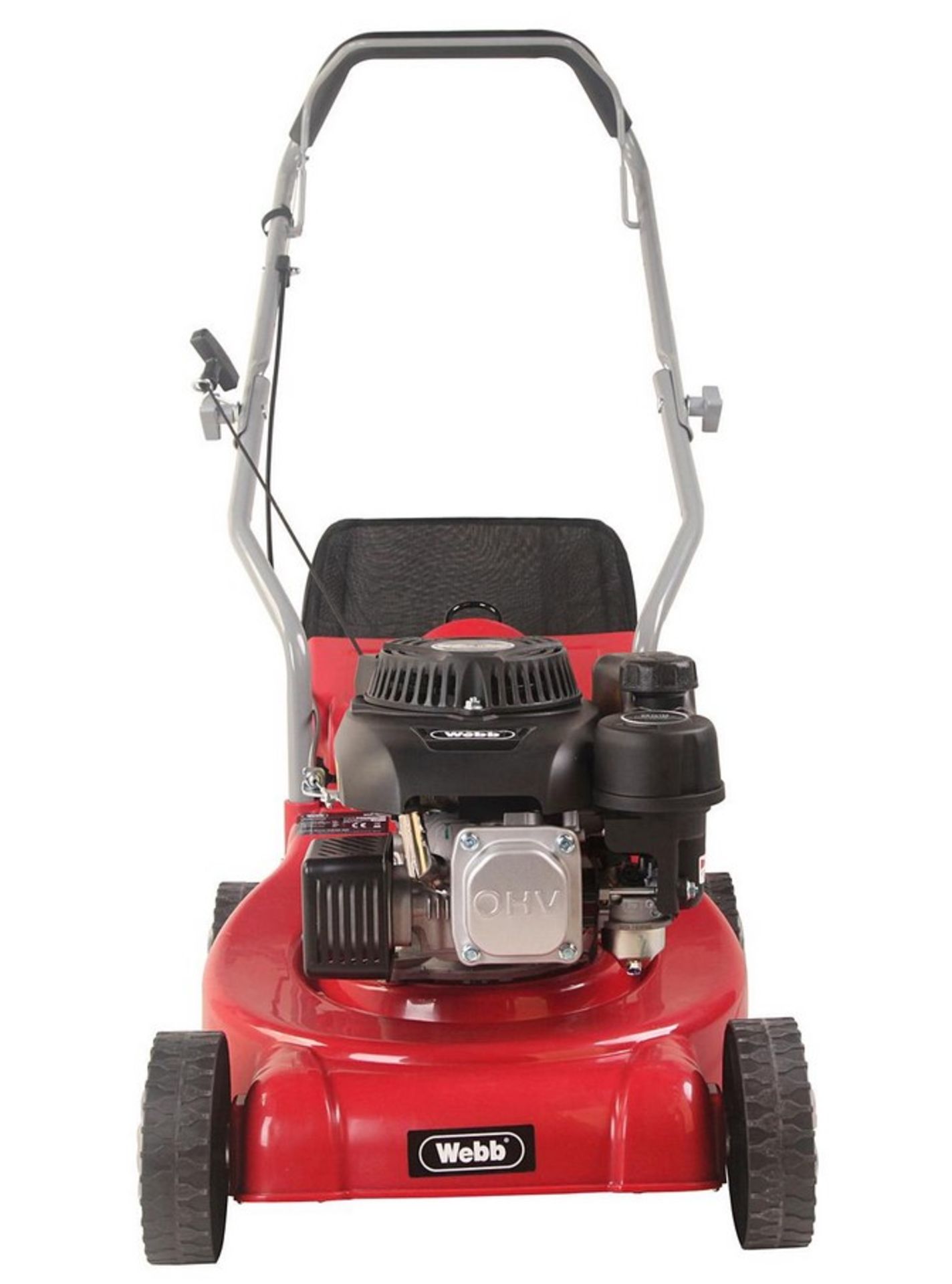 (14/Mez/R1F) RRP £189. Webb Dynamic 39cm Hand Push Petrol Lawnmower. Petrol powered. 132cc. Cutti...