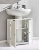 (93/Mez/R1D) RRP £69. New England Under basin Cupboard White. Stylish Shaker-Style Bathroom Furnit..