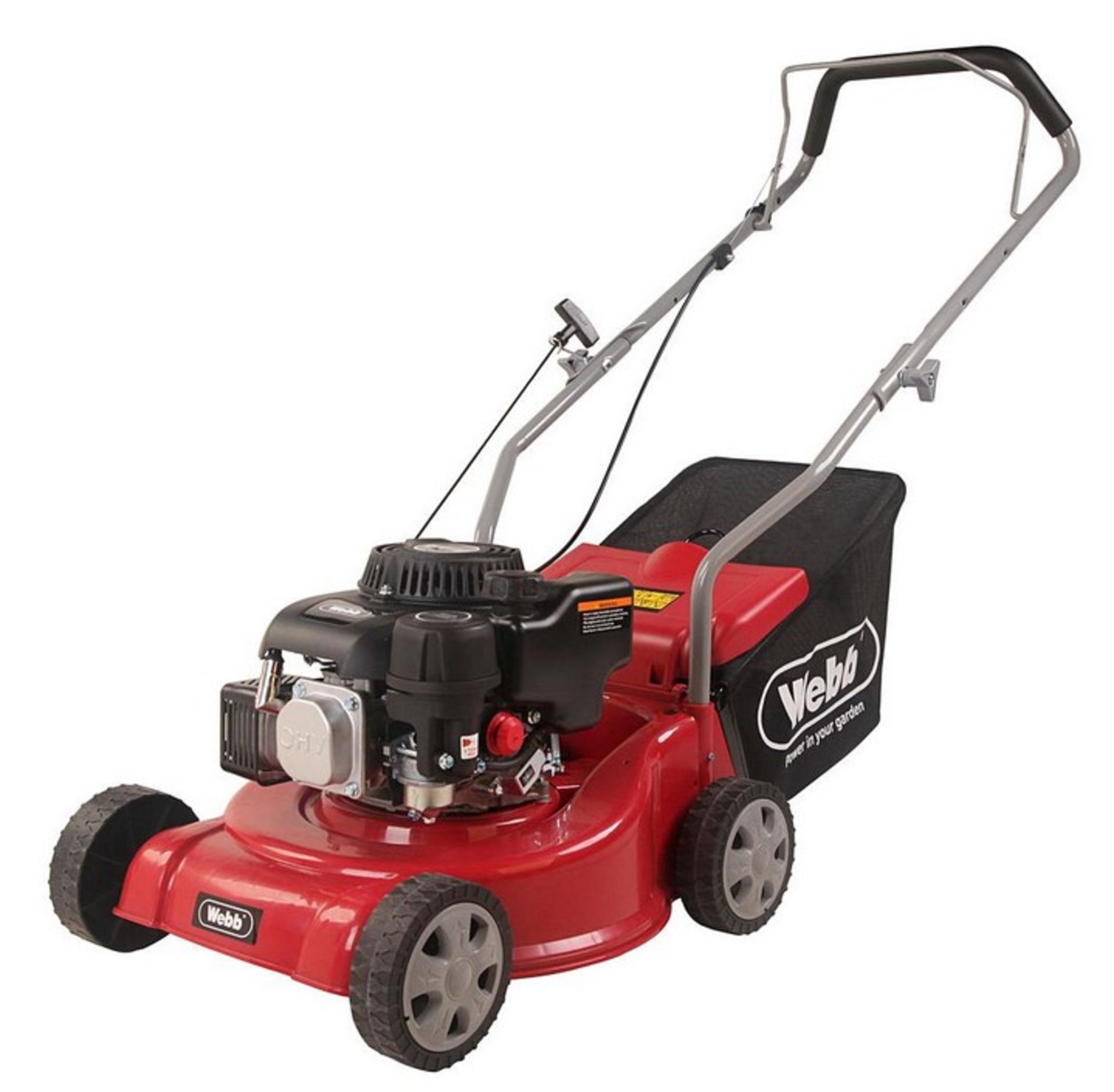 (14/Mez/R1F) RRP £189. Webb Dynamic 39cm Hand Push Petrol Lawnmower. Petrol powered. 132cc. Cutti... - Image 2 of 4