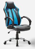 (23/Mez/R1C) RRP £139. Phoenix Gaming Chair Black/Blue. Dimensions: (H.112-121 x W.65 x D.68cm)