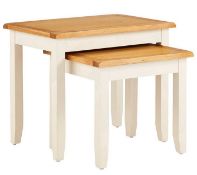 (11/Mez) RRP £269. Norfolk Two Tone Oak and Oak Veneer Nest of Tables Cream/Oak. Dimensions: (Lar...