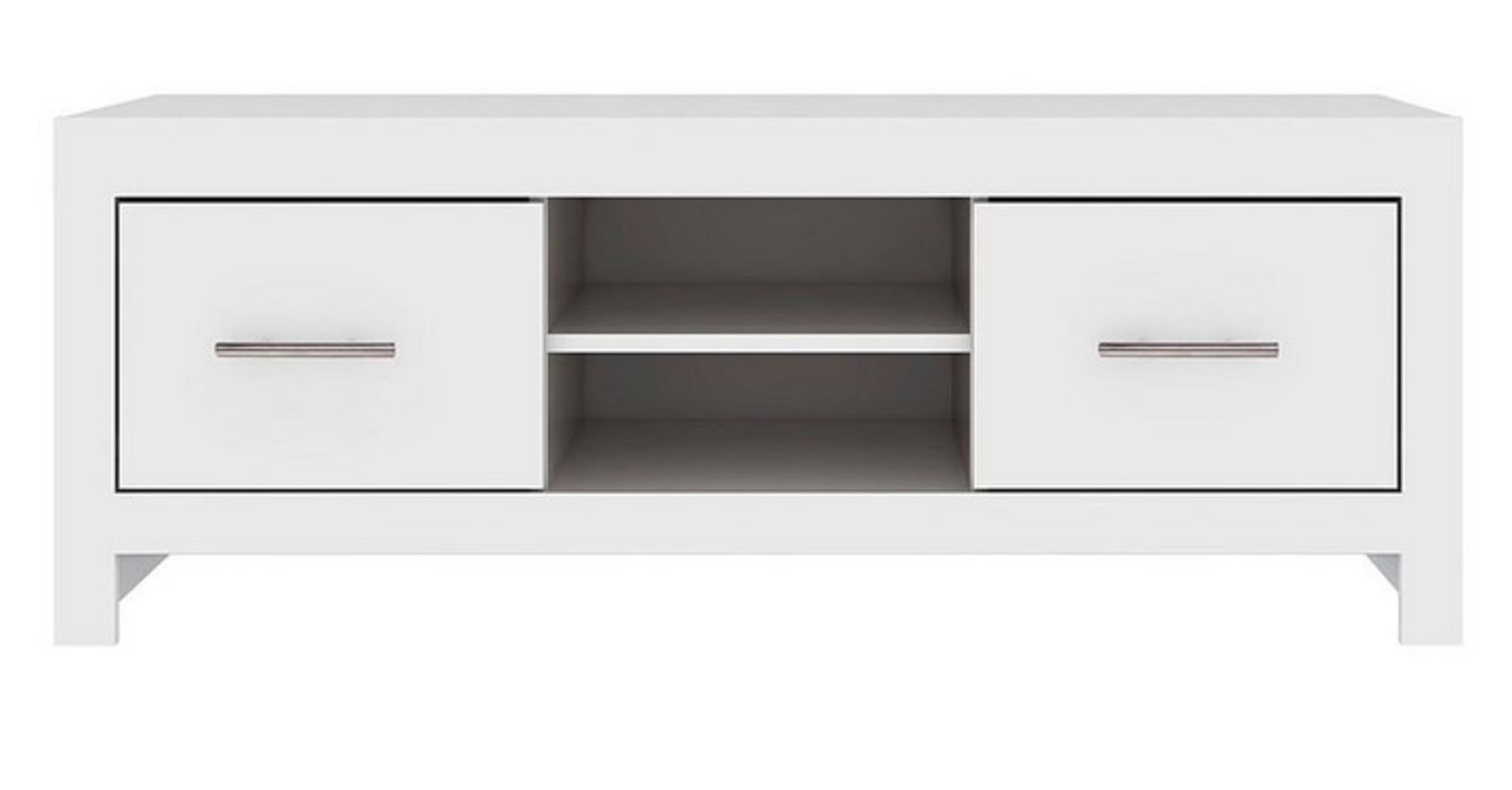 (25/Mez) RRP £139. Dakota Wide TV Unit White. Dimensions: (H.44 x W.119 x D.40cm)