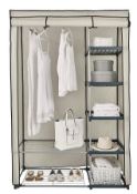 (94/Mez/R1E) RRP £69. Covered Double Wardrobe with Storage Cream. Made From Powder Coated Steel T...