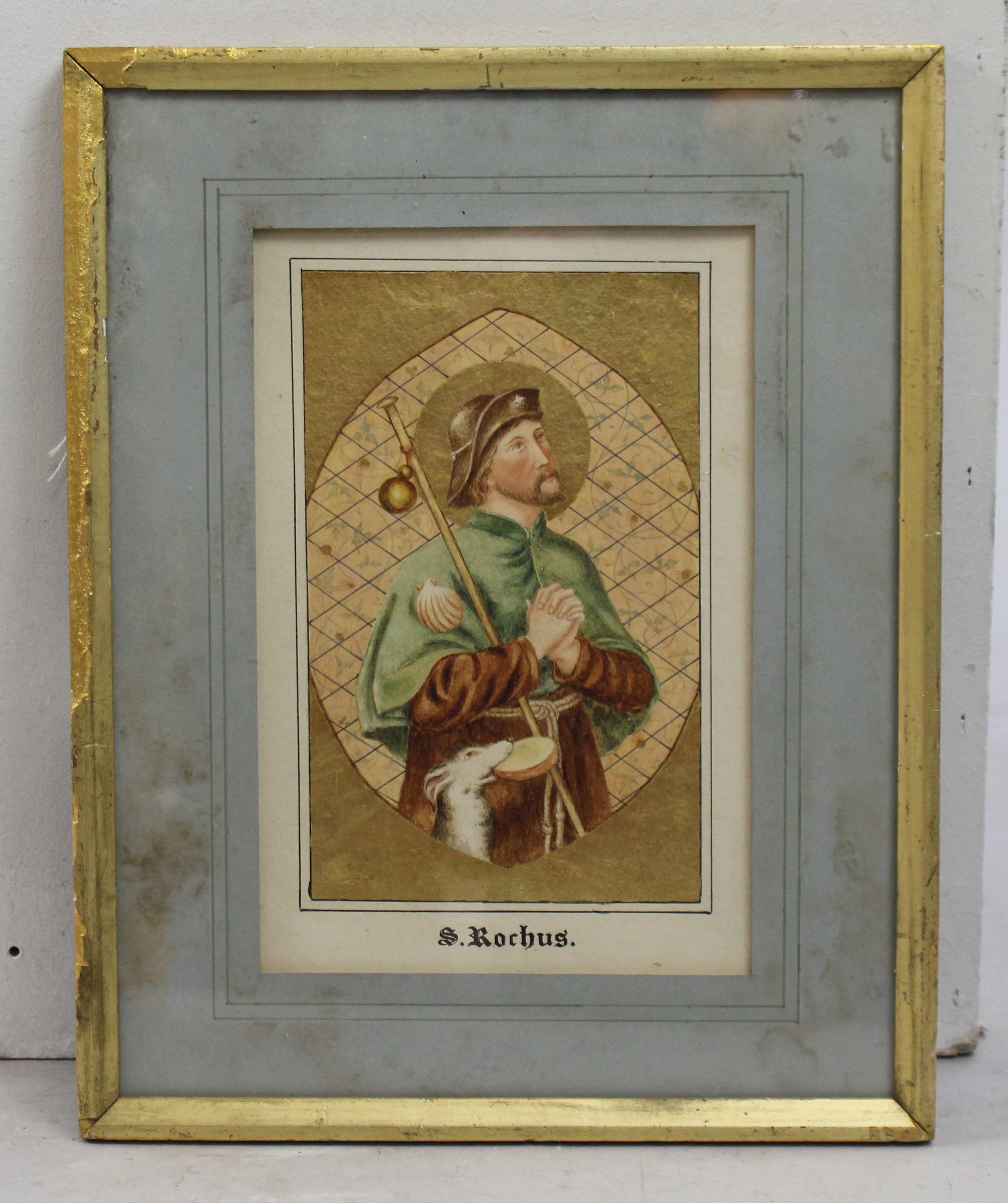 Antique Illuminated Watercolour of Saint Rochus c.1900 - Image 3 of 3